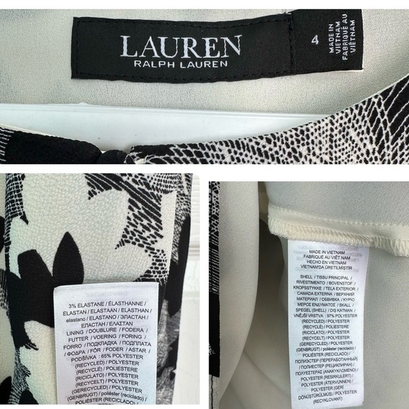 Lauren Ralph Lauren Printed Bubble Crepe Dress in Winter Cream size 4 - Picture 13 of 13